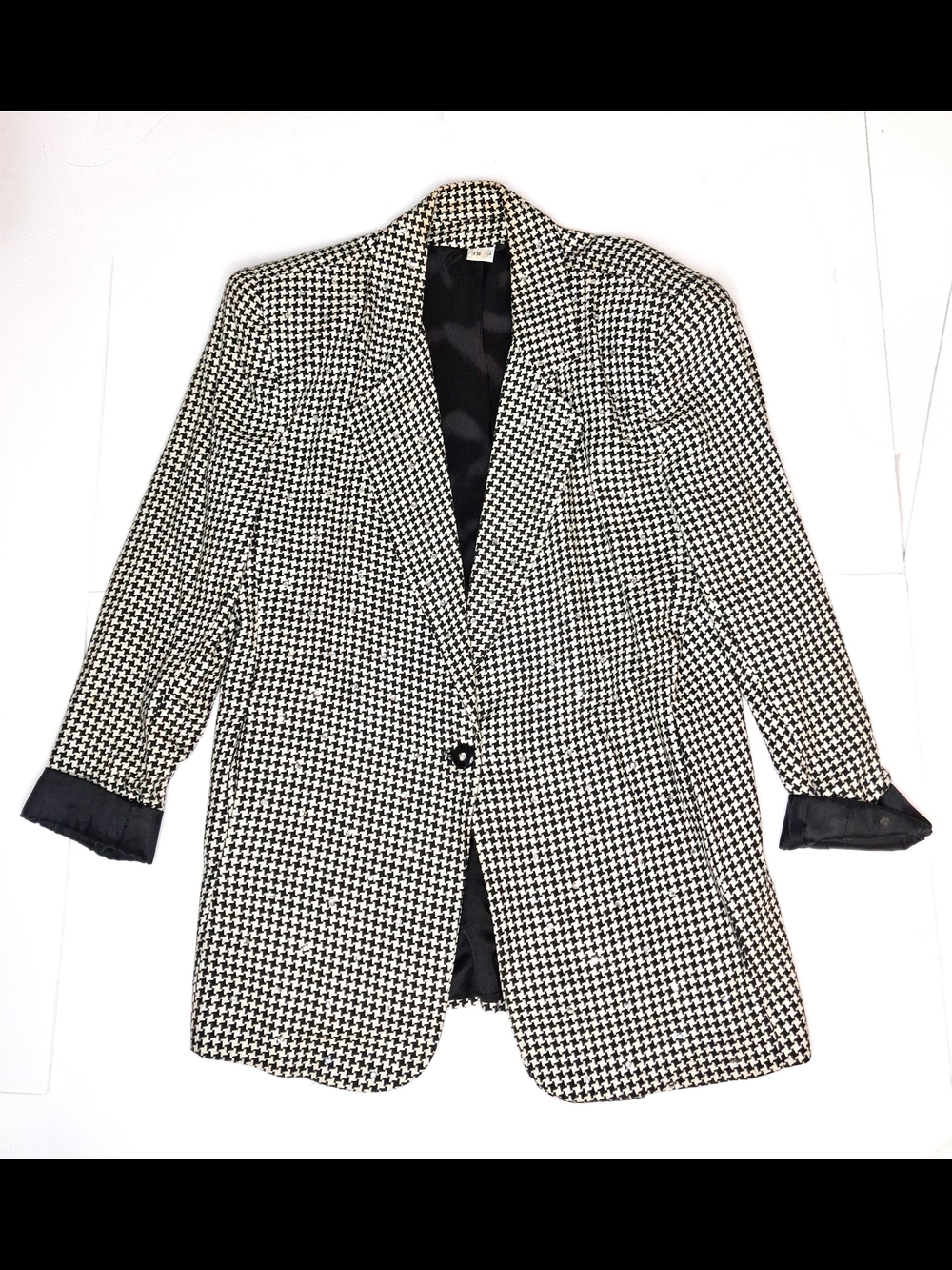 Black & White Houndstooth Blazer With Rhinestones